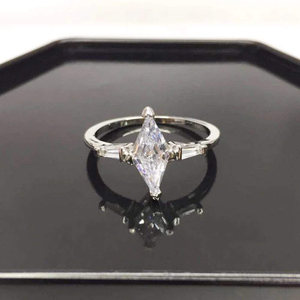 NEW Platinum Plated  Brilliant Marquise Diamond Ring - Picture 7 of 13